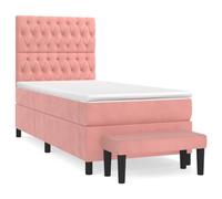 Qnhdfrt Lit à Sommier 80x200 cm en Velours Rose avec Matelas et Banc