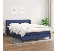 Qnhdfrt Lit à sommier tapissier 140 x 190 cm, bleu, matelas et surmatelas, tête de lit réglable en hauteur, bois de mélèze, respirant, dureté moyenne