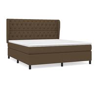 Qnhdfrt Lit à sommier tapissier 160 x 200 cm avec matelas à ressorts ensachés et surmatelas, lit double avec tête de lit réglable en hauteur, lit en tissu résistant, marron foncé
