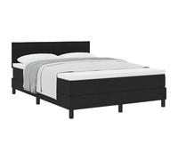 Qnhdfrt Lit à sommier tapissier 160 x 200 cm avec matelas et surmatelas, lit rembourré avec tête de lit réglable, lit double avec ressorts ensachés, fermeté moyenne, noir