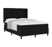 Qnhdfrt Lit à sommier tapissier 160 x 200 cm avec matelas et surmatelas, lit rembourré avec tête de lit réglable, matelas à ressorts ensachés, lit double solide en bois et tissu, noir