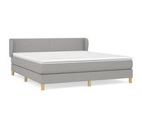 Qnhdfrt Lit à sommier tapissier, 160 x 200 cm, gris clair, parure de lit complète avec matelas à ressorts ensachés, surmatelas et tête de lit réglable en hauteur - Lit double stable pour chambre à
