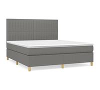 Qnhdfrt Lit à sommier tapissier, 160 x 200 cm, gris foncé, lit rembourré avec matelas à ressorts ensachés et surmatelas, tête de lit réglable en hauteur, lit double pour chambre à coucher