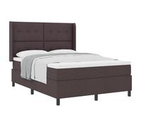 Qnhdfrt Lit à sommier tapissier 160 x 200 cm, kit complet avec matelas et surmatelas, lit rembourré marron foncé avec tête de lit réglable, lit double stable en bois massif et tissu