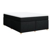 Qnhdfrt Lit à sommier tapissier, 160 x 200 cm, lit double avec matelas à ressorts ensachés et surmatelas, housse en tissu noir, cadre de lit stable avec lattes pour un sommeil réparateur