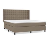 Qnhdfrt Lit à sommier tapissier, 160 x 200 cm, lit double avec matelas à ressorts ensachés et surmatelas, housse en tissu taupe, tête de lit réglable en hauteur, cadre stable, système de couchage pour
