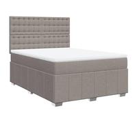 Qnhdfrt Lit à sommier tapissier, 160 x 200 cm, lit double avec matelas à ressorts ensachés et surmatelas, tête de lit réglable en hauteur, lit en tissu taupe pour un confort de sommeil optimal