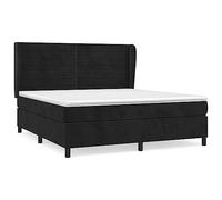 Qnhdfrt Lit à sommier tapissier, 160 x 200 cm, lit double en velours noir, avec matelas à ressorts ensachés et surmatelas, tête de lit réglable, mobilier de chambre pour un sommeil réparateur