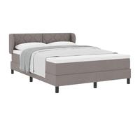 Qnhdfrt Lit à sommier tapissier, 160 x 200 cm, taupe, lit pour chambre à coucher avec tête de lit réglable, matelas à ressorts ensachés et surmatelas, cadre de lit stable en bois, lit double moderne
