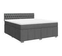 Qnhdfrt Lit à sommier tapissier 180 x 200 cm avec matelas à ressorts ensachés et surmatelas, gris foncé, tête de lit réglable en hauteur, cadre de lit en tissu, lit double stable pour chambre à