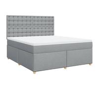 Qnhdfrt Lit à sommier tapissier 180 x 200 cm avec matelas à ressorts ensachés et surmatelas, lit rembourré avec tête de lit réglable en hauteur, chambre à coucher, lit double, gris clair