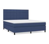 Qnhdfrt Lit à sommier tapissier, 180 x 200 cm, bleu, lit double avec matelas à ressorts ensachés et surmatelas, tête de lit réglable en hauteur, tissu respirant, lit rembourré stable pour chambre à