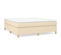 Qnhdfrt Lit à sommier tapissier - 180 x 200 cm - Crème - Lit rembourré avec matelas à ressorts ensachés et surmatelas - Lit double avec housse en tissu respirant pour chambre à coucher
