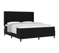Qnhdfrt Lit à sommier tapissier 180 x 200 cm, lit double avec matelas à ressorts ensachés et surmatelas, lit rembourré moderne avec tête de lit réglable, housse en tissu, charge jusqu'à 280 kg, noir
