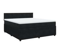 Qnhdfrt Lit à sommier tapissier 180 x 200 cm, lit rembourré avec matelas à ressorts ensachés et surmatelas confortable, lit double en velours avec tête de lit et sommier à lattes, noir