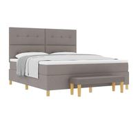 Qnhdfrt Lit à sommier tapissier, 180 x 200 cm, taupe, lit rembourré avec matelas en mousse, surmatelas et banc, avec tête de lit rembourrée et cadre stable