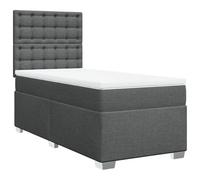 Qnhdfrt Lit à sommier tapissier, 80 x 200 cm, lit simple avec matelas à ressorts ensachés et surmatelas, housse en tissu gris foncé, tête de lit réglable en hauteur, lit pour chambre à coucher