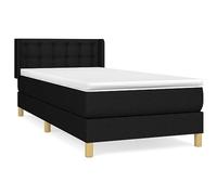 Qnhdfrt Lit à sommier tapissier 90 x 200 cm avec matelas et surmatelas, lit simple avec tête de lit réglable en hauteur, matelas à ressorts ensachés moyennement ferme, lit rembourré en tissu résistant