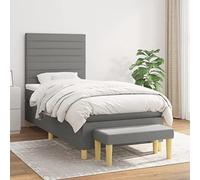 Qnhdfrt Lit à sommier tapissier, 90 x 200 cm, gris foncé, avec matelas à ressorts ensachés, tête de lit réglable en hauteur, multifonctionnel, canapé-lit moderne, pour chambre d'adolescent, chambre