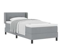 Qnhdfrt Lit à sommier tapissier 90 x 200 cm, lit simple avec matelas et surmatelas, lit rembourré avec tête de lit réglable, matelas à ressorts ensachés, dureté moyenne, bois de pin massif, gris clair