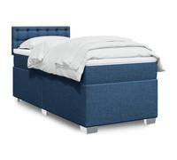 Qnhdfrt Lit à sommier tapissier avec éclairage LED et matelas à ressorts ensachés, 80 x 200 cm, housse en tissu bleu pour un confort de sommeil optimal et une ambiance élégante