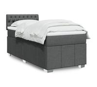 Qnhdfrt Lit à sommier tapissier, avec éclairage LED et matelas à ressorts ensachés, 90 x 200 cm, gris foncé, housse en tissu respirant et lavable, pour chambre à coucher, lit d'invité et chambre