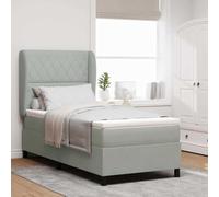 Qnhdfrt Lit à sommier tapissier, avec matelas, 100 x 200 cm, gris clair, en velours, tête de lit réglable, moderne, pour chambre à coucher, chambre d'amis, chambre d'adolescent