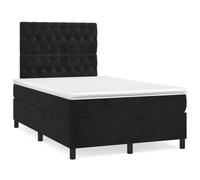 Qnhdfrt Lit à sommier tapissier avec matelas 120 x 190 cm en velours noir - Tête de lit réglable en hauteur - Matelas à ressorts ensachés - Soutien mi-dur pour un sommeil réparateur