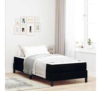 Qnhdfrt Lit à sommier tapissier avec matelas 90 x 190 cm - Design moderne - Matelas en mousse mi-dure pour un confort de sommeil - Structure solide en bois noir élégant