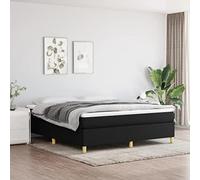 Qnhdfrt Lit à sommier tapissier, avec matelas à ressorts ensachés, 160 x 200 cm, housse en tissu, noir et blanc, matelas mi-dur pour un sommeil réparateur, convient pour chambre à coucher, chambre