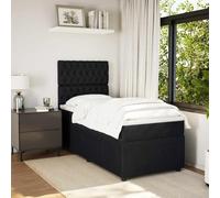 Qnhdfrt Lit à sommier tapissier, avec matelas à ressorts ensachés et éclairage LED, 80 x 200 cm, tissu en velours noir, tête de lit réglable en hauteur pour un sommeil réparateur dans la chambre à