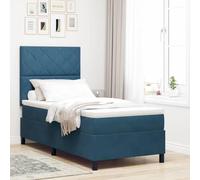 Qnhdfrt Lit à sommier tapissier avec matelas bleu foncé 90 x 200 cm avec housse en velours à ressorts ensachés pour un confort de sommeil et un design élégant dans la chambre à coucher
