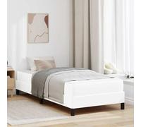 Qnhdfrt Lit à sommier tapissier blanc pur 90 x 190 cm - Design moderne avec matelas en mousse synthétique et sommier à lattes fixe - Construction robuste en bois pour l'élégance et le confort dans la