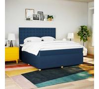 Qnhdfrt Lit à sommier tapissier, bleu, 180 x 200 cm, avec matelas à ressorts ensachés et éclairage LED, tête de lit réglable en hauteur pour un confort optimal dans la chambre à coucher