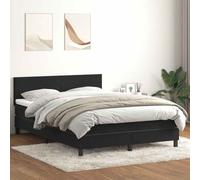Qnhdfrt Lit à sommier tapissier en velours - 160 x 210 cm - Noir - Tête de lit réglable en hauteur - Matelas à ressorts ensachés et surmatelas - Lit double moderne - Pour chambre à coucher, chambre