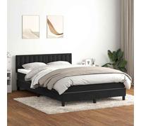 Qnhdfrt Lit à sommier tapissier en velours, noir, 160 x 210 cm, avec matelas à ressorts ensachés et surmatelas, tête de lit réglable en hauteur, lit double, moderne, pour chambre à coucher et chambre