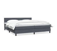 Qnhdfrt Lit à sommier tapissier gris foncé 180 x 210 cm - Tête de lit en velours réglable en hauteur - Avec matelas à ressorts ensachés et surmatelas - Lit double moderne pour chambre à coucher