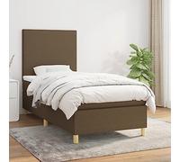 Qnhdfrt Lit à sommier tapissier, marron foncé, 100 x 200 cm, avec matelas à ressorts ensachés et tête de lit réglable en hauteur, confortable et robuste, pour chambre à coucher, chambre d'adolescent