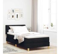 Qnhdfrt Lit à sommier tapissier, noir, 100 x 200 cm, design moderne, avec tête de lit réglable et matelas mi-dur, en tissu de qualité supérieure, pour chambre à coucher