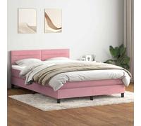 Qnhdfrt Lit à sommier tapissier rose 160 x 220 cm en velours avec matelas et surmatelas - Tête de lit réglable en hauteur - Design moderne - Lit double confortable pour chambre à coucher et chambre