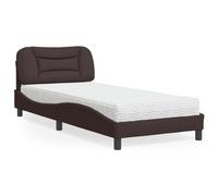 Qnhdfrt Lit avec matelas Hvar marron foncé, 80 x 200 cm, lit en tissu moderne, avec tête de lit et matelas en mousse pour un sommeil réparateur dans la chambre à coucher
