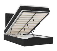 Qnhdfrt Lit capitonné 120 x 200 cm avec espace de rangement et matelas, cadre de lit ottoman avec matelas à ressorts ensachés et surmatelas, mécanisme de levage hydraulique, noir