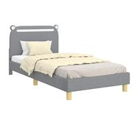 Qnhdfrt Lit capitonné 80 x 200 cm, lit simple avec tête de rangement, cadre de lit moderne en tissu gris clair, sommier à lattes stable inclus, design bas pour chambre à coucher ou chambre d'amis