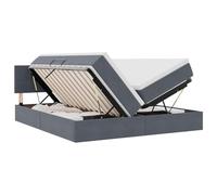 Qnhdfrt Lit capitonné 90 x 200 cm avec matelas et surmatelas, lit de rangement avec coffre hydraulique, lit simple avec sommier à lattes et tête de lit, gris foncé