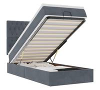 Qnhdfrt Lit capitonné 90 x 200 cm avec matelas et surmatelas, lit ottoman avec espace de rangement et mécanisme de levage hydraulique, lit simple en velours gris foncé, pour un sommeil réparateur