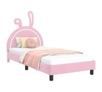 Qnhdfrt Lit capitonné, 90 x 200 cm, rose, lit moderne pour adolescent avec tête de lit et espace de rangement, lit simple stable en cuir synthétique avec sommier à lattes pour chambre à coucher