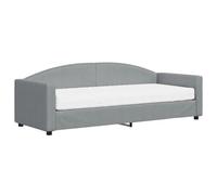 Qnhdfrt Lit de Jour 2 en 1 avec Matelas en Mousse 80x200 cm, Canapé-Lit de Repos avec Cadre en Bois et Métal, Banquette en Tissu pour Salon et Chambre d'amis, Gris Clair