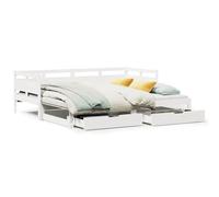 Qnhdfrt Lit de Jour avec Lit Gigogne 90x190 cm, Canapé-Lit Banquette Extensible en Pin Massif Blanc avec 2 Tiroirs de Rangement et Sommier à Lattes pour Chambre ou Salon