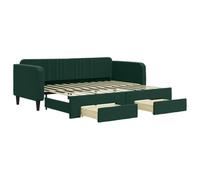 Qnhdfrt Lit de Jour avec Lit Gigogne 90x200 cm, Canapé-Lit Banquette en Velours Vert Foncé avec 2 Tiroirs de Rangement, Lit d'Appoint Extensible pour Chambre et Salon