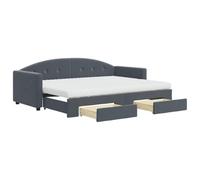 Qnhdfrt Lit de Jour avec Lit Gigogne et 2 Tiroirs de Rangement, Canapé-Lit Extensible en Velours Gris Foncé avec 2 Matelas en Mousse 80x200cm pour Salon et Chambre d'amis